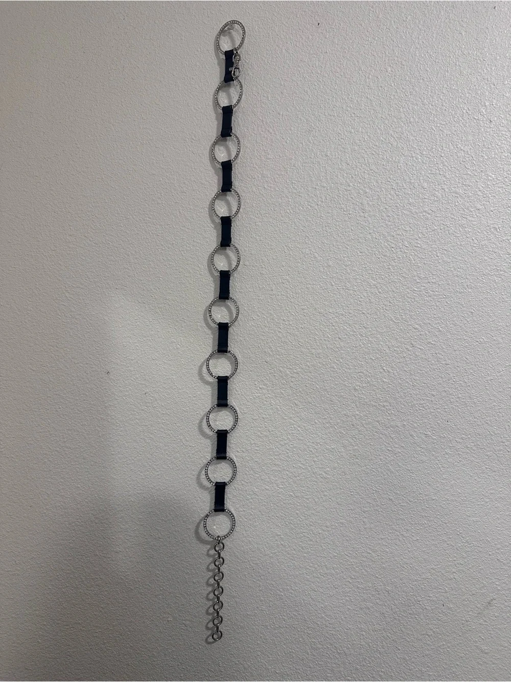 Black Rhinestone Ring Chain Belt - Women Accessories